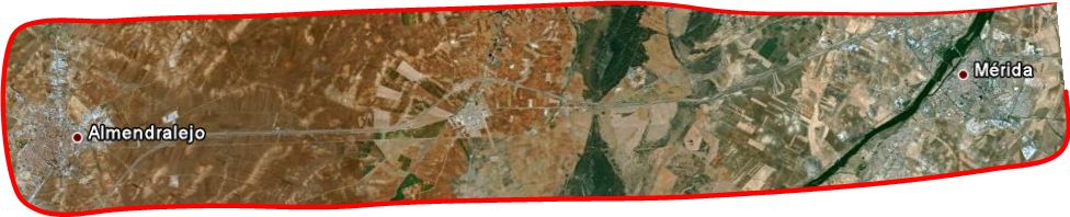 Distancia e imagen entre Mérida y Almendralejo